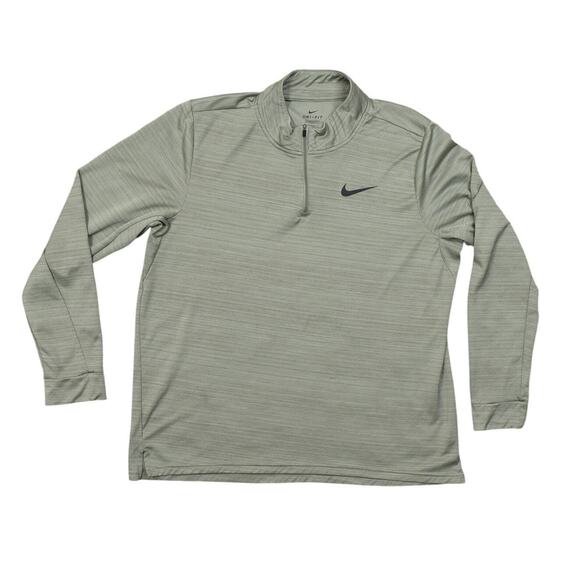 Nike Green Pullover Sweater XL Polyester - Preowned Quarter Zip Athletic - Picture 1 of 7